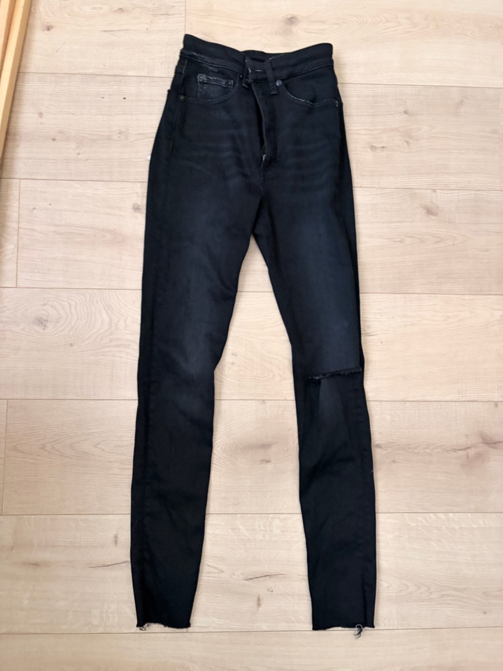 rag & bone Black Skinny Jeans with Raw Hem